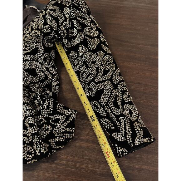 Vintage Glam Sequin Jacket Womens 8 Black Gold Glitter Staburst 80s Pat Richards - Picture 12 of 16